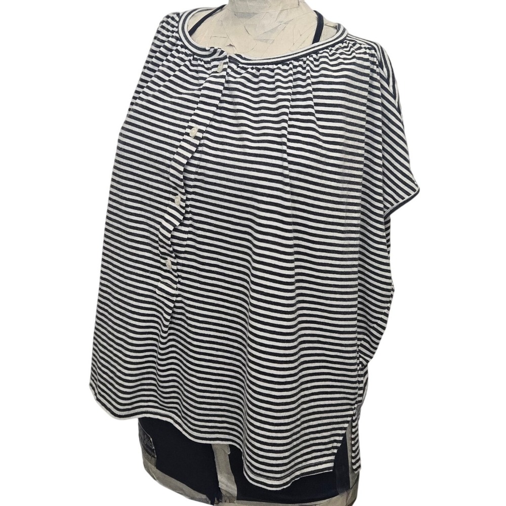 THE GREAT Womens Size 0 XS Striped Button Front Boxy Swing Top Blouse USA Made